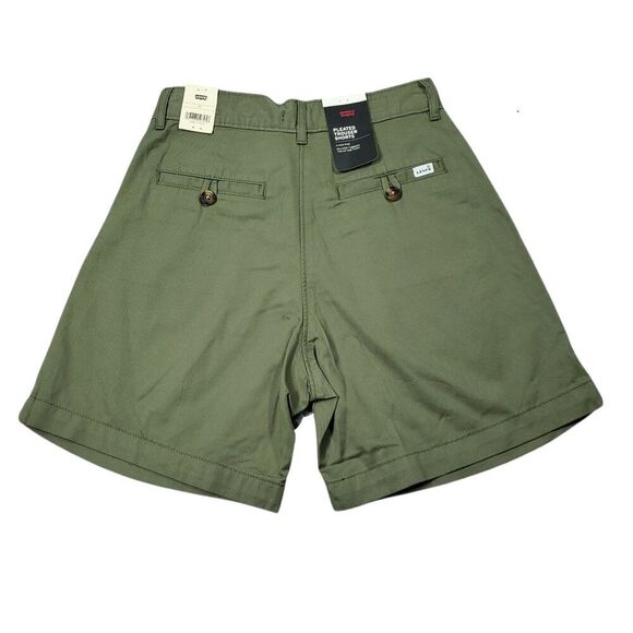 Levi's Premium Pleated Trouser Shorts High Rise Green Relaxed Women's Size 24 - Picture 3 of 11